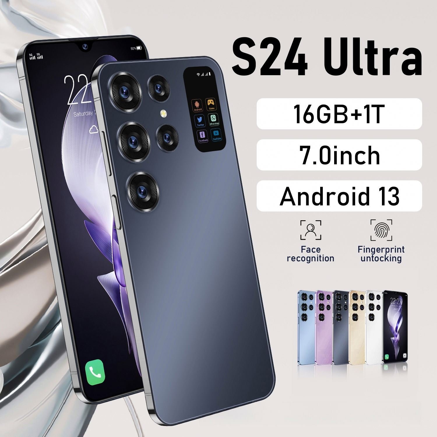 New design Original Custom S24 Ultra Unlocked Cell Phone Big Screen 5G smartphone 16gb + 1TB Android13.0 smart phone